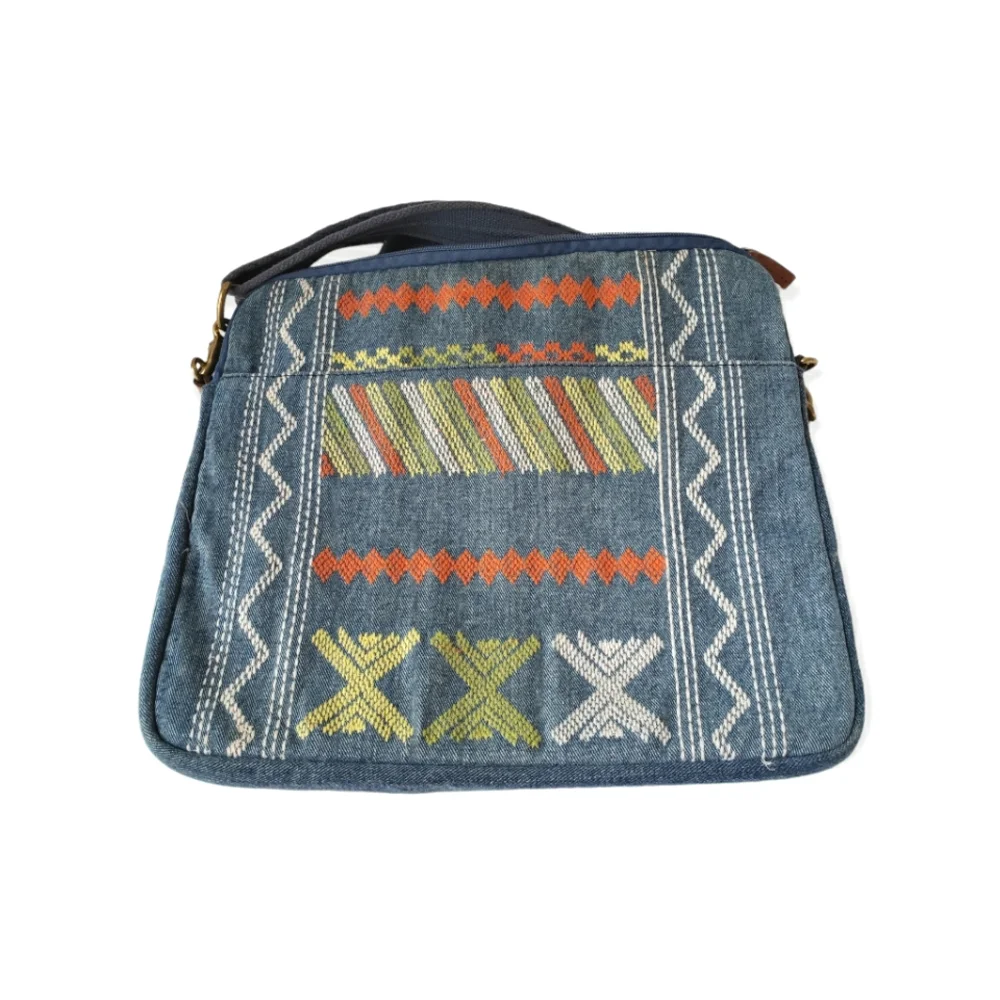 Vintage Lucky Brand Denim Embroidered Laptop Bag